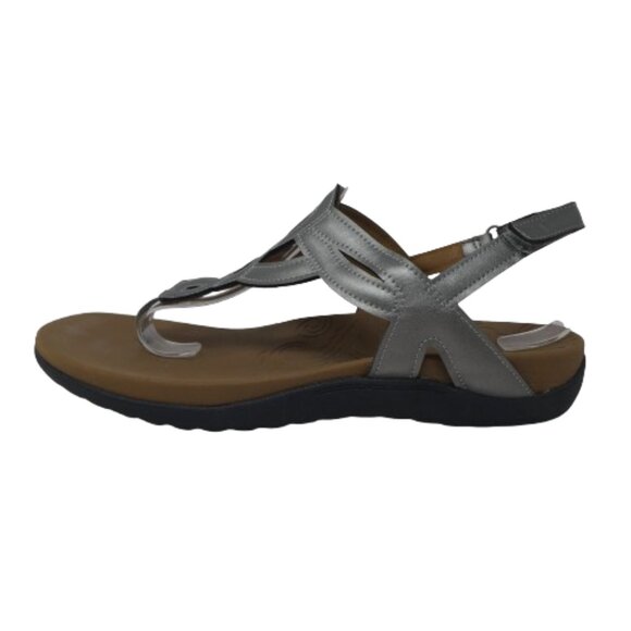 Rockport Ramona Pewter Silver T-Strap Thong Sandals Womens 8.5 - Picture 3 of 13